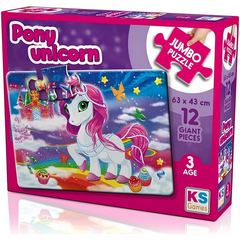 NessiWorld KS Games Pony Unicorn 12 Parça Jumbo Boy Puzzle