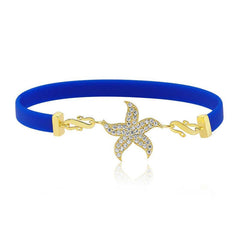 Bracelet femme étoile de mer bleu marine argenté