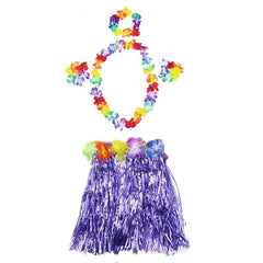Luau Aloha Hawaii Necklace Skirt Tiara and Bracelet Set Purple