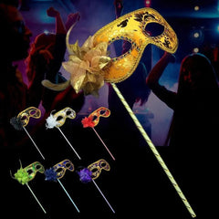 Nessiworld Luxury Stone Handle Masquerade Mask Purple Color 35 cm