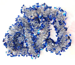 Nessiworld Blue Silver Color 4 cm Width Garland Double Color Glitter Ornament 180 cm