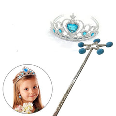 Nessiworld Blue Pom-Pom Frozen Elsa Wand and Blue Heart Stone Elsa Crown