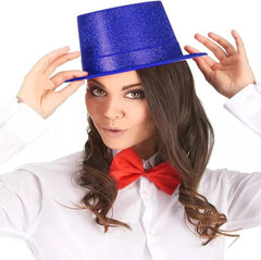 Chapeau de fête cylindrique en feutre pailleté bleu Nessiworld