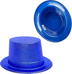 Chapeau de fête cylindrique en feutre pailleté bleu Nessiworld