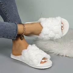 Meanyou Bal Peteği Peluş Açık Burun Terlik - MeanYou