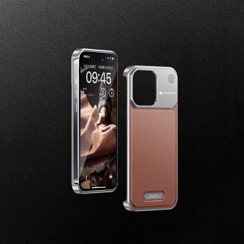 Meanyou Lüks Deri ve Alüminyum Aromaterapi Koruyucu MagSafe iPhone Kılıf - MeanYou