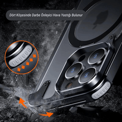 Meanyou Lüks Güçlü Manyetik Magsafe Gizli Standlı Metal Hava Yastıklı Kılıf - MeanYou