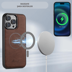 Meanyou Manyetik MagSafe Kart Cüzdanlı 2in1 Deri iPhone ve Samsung Telefon Kılıfı - MeanYou
