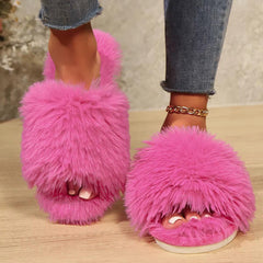 Meanyou Püsküllü Peluş Önü Açık Terlik - MeanYou