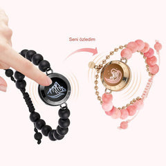 Meanyou Uzak Mesafe Bileklik Boncuklu Siyah Akik ve Pembe Fars Yeşim Taşlı - MeanYou