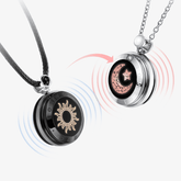 Meanyou Uzak Mesafe Titreşimli Kolye İki Kişilik Doğal Akik Taşlı Sun&Moon Touch Kolye Seti - MeanYou