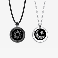 Meanyou Uzak Mesafe Titreşimli Kolye İki Kişilik Doğal Akik Taşlı Sun&Moon Touch Kolye Seti - MeanYou