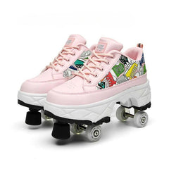 Meanyou Vintage Tekerlekli Ayakkabı Fren Modüllü | Kaykay Ayakkabı | Paten Ayakkabı - MeanYou