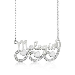 Silver My Angel Written Heart Necklace for Women