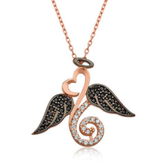 Silver Angel Wings Heart Women's Necklace