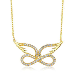 Silver Angel Wing Infinity Necklace for Women
