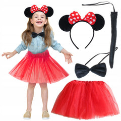 Ensemble de costume Minnie Mouse Nessiworld, jupe, couronne, queue, nœud papillon