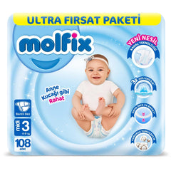 Nessiworld Molfix Diaper Ultra Opportunity Pack 3 Size 4-9 Kg 108 Pieces