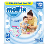 Nessiworld Molfix Baby Diaper Ultra Opportunity Package 4 Size 7-14 Kg 100 Pieces