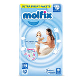Nessiworld Molfix Baby Diaper Ultra Opportunity Pack 6 Size 15+ Kg 62 Pieces