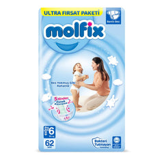 Nessiworld Molfix Baby Diaper Ultra Opportunity Pack 6 Size 15+ Kg 62 Pieces