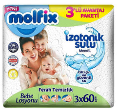 Nessiworld Molfix Isotonic Water Fresh Cleaning Wet Towel Wipes 3 Pieces 180 Sheets