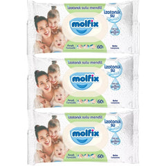 Nessiworld Molfix Isotonic Water Fresh Cleaning Wet Towel Wipes 3 Pieces 180 Sheets