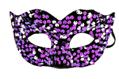 Nessiworld Purple Color Elastic Back Sequin Embroidered Prom After Party Mask