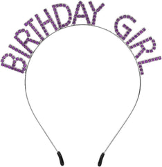 NessiWorld Purple Color Crystal Stone Shiny Birthday Girl Written Crown 16x17 cm