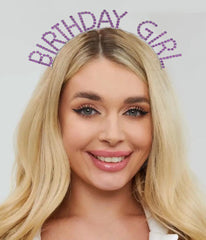 NessiWorld Purple Color Crystal Stone Shiny Birthday Girl Written Crown 16x17 cm