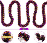 Nessiworld Purple Orange Color 4 cm Width Garland Double Color Glitter Ornament 180 cm