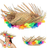 Nessiworld Natural Color Tassel Knitted Straw Hawaii Luau Aloha Hat 13x36 cm