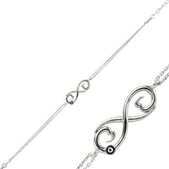 Bracelet d'immortalité en argent pour femme avec mauvais œil