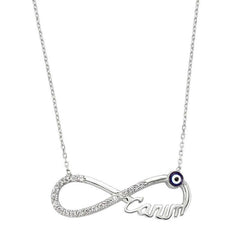 Silver Evil Eye Infinity My Sweetheart Lady Necklace