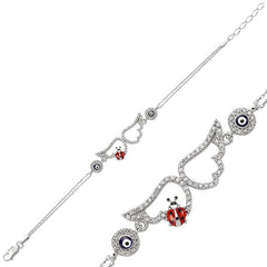 Silver Ladybug Angel Wing Women's Bracelet
