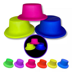 Chapeau Fedora en plastique jaune fluo Nessiworld