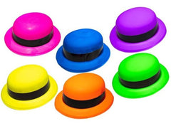 Chapeau melon en plastique orange fluo Nessiworld