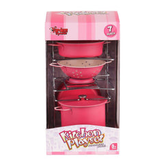 Batterie de cuisine émaillée rose Nessiworld ATF-683G-6 avec étagère, 7 pièces - Vardem