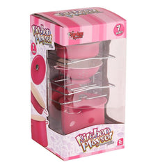 Batterie de cuisine émaillée rose Nessiworld ATF-683G-6 avec étagère, 7 pièces - Vardem