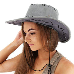Nessiworld Lace-Up Child Nubuck Suede Cowboy Hat Dark Gray
