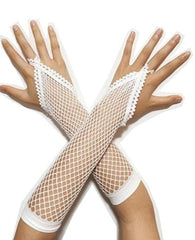 Gants tricotés en maille sans doigts Nessiworld de couleur blanche 26 cm