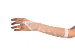 Gants tricotés en maille sans doigts Nessiworld de couleur blanche 26 cm