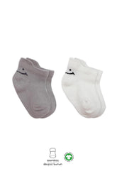 Nessiworld Bistyle 2-Piece Sneakers Smile Combed Cotton Socks BS20106 Gray Ecru