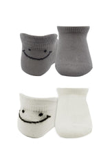 Nessiworld Bistyle 2-Piece Sneakers Smile Combed Cotton Socks BS20106 Gray Ecru