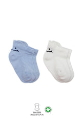 Nessiworld Bistyle 2-Piece Sneakers Smile Combed Cotton Socks BS20106 Blue Ecru