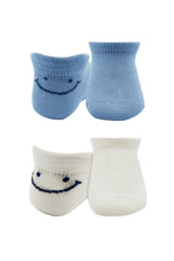 Nessiworld Bistyle 2-Piece Sneakers Smile Combed Cotton Socks BS20106 Blue Ecru