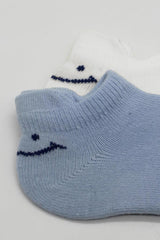 Nessiworld Bistyle 2-Piece Sneakers Smile Combed Cotton Socks BS20106 Blue Ecru