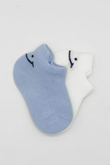 Nessiworld Bistyle 2-Piece Sneakers Smile Combed Cotton Socks BS20106 Blue Ecru