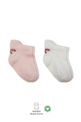 Nessiworld Bistyle 2-Piece Sneakers Smile Combed Cotton Socks BS20106 Pink Ecru