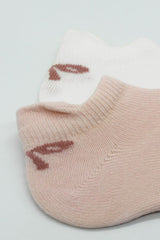 Nessiworld Bistyle 2-Piece Sneakers Smile Combed Cotton Socks BS20106 Pink Ecru